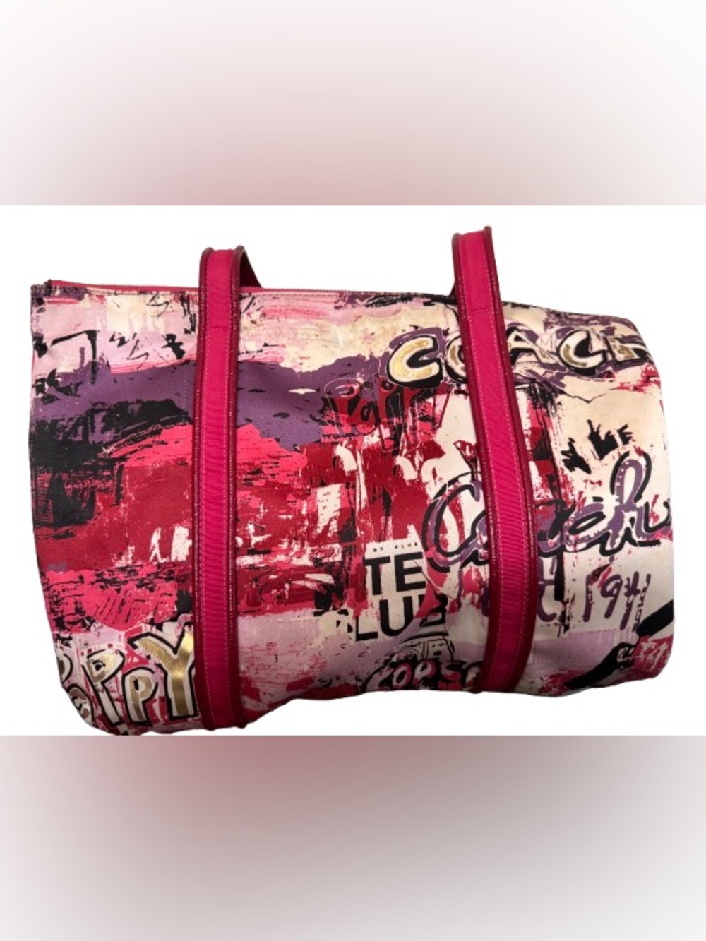 Coach Y2K Poppy Graffiti Glam Tote & Wristlet Set (Pink Multi) - GUC - Picture 4 of 14